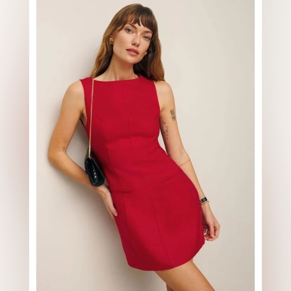 Reformation citron red linen dress 2